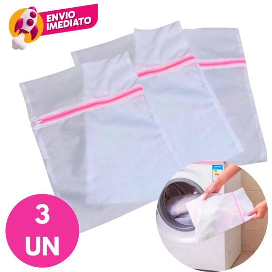 Imagem de Kit Saco Para Lavar Roupas Delicadas Saquinhos Com Ziper Proteção E Organização C/03, 05 ou 06Un.