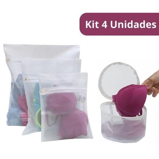 Imagem de Kit Saco Protetor para Roupas Delicadas Bag Limp 4 Unidades 