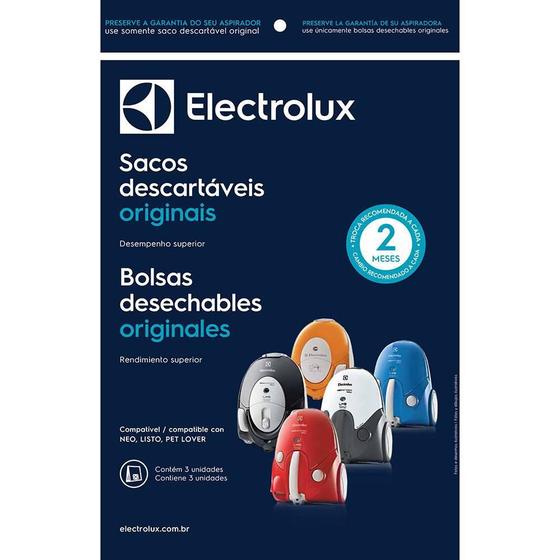 Imagem de Kit Sacos Descartáveis Electrolux NEO09, NEO10, NEO11, NEO12, NEO16, LISTRO E PET LOVER (SBENE)