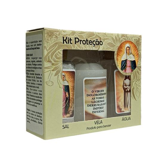 Imagem de Kit Sacramental Oração Nossa Senhora das Lágrimas e Jesus Manietado - Água Vela E Sal