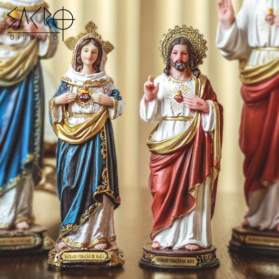Imagem de Kit Sagrado Coração De Jesus E Maria 20 Cm Importado Imagem