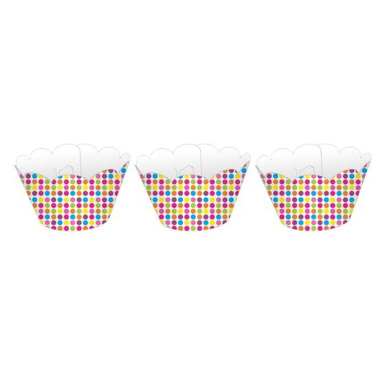 Imagem de Kit saia p/cupcake estampada bolinha colorida c/36un -nctoys