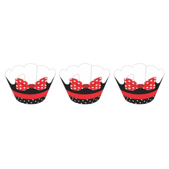 Imagem de Kit saia p/ cupcake estampada laço vermelho c/ 36 un-nc toys