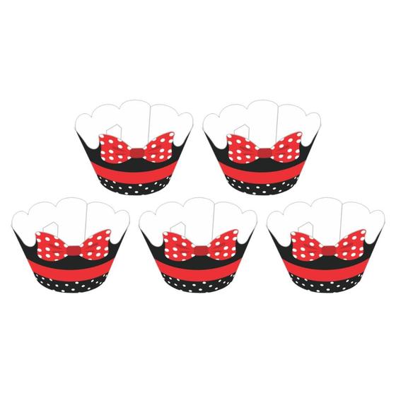 Imagem de Kit saia p/ cupcake estampada laço vermelho c/ 60 un-nc toys