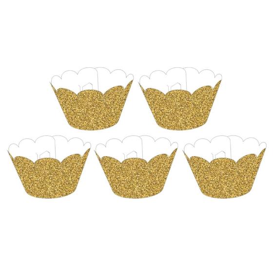 Imagem de Kit saia p/ cupcake glitter dourado c/ 60 un - nc toys