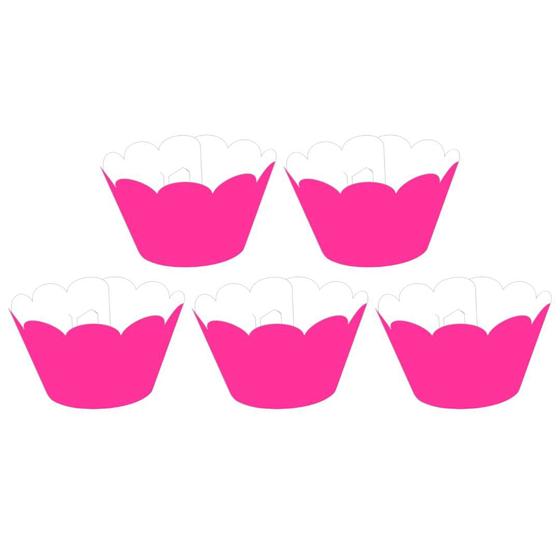 Imagem de Kit saia p/ cupcake rosa neon c/ 60 un - nc toys