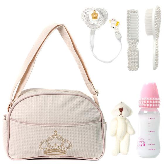 Kit Saida Maternidade com Bolsa Bege com Escovinha e Pente para Bebê - Bolsa Maternidade Imagem de Kit Saida Maternidade com Bolsa Bege com Escovinha e Pente para Bebê