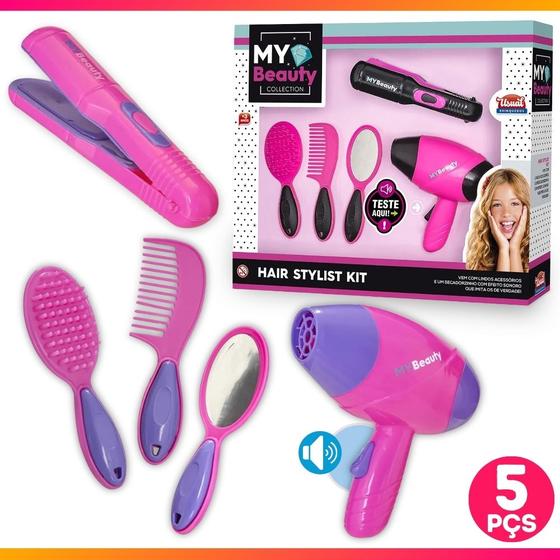 Imagem de Kit Salão De Beleza Brinquedo 5 Peças Cabeleireira Infantil Meninas - Brinquedo Infantil Beleza Meninas