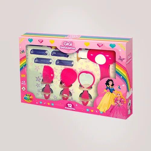 Imagem de Kit Salão de Beleza Brinquedo Infantil Cabelereira Secador Escova Presilha Espelho - Envio Imediato
