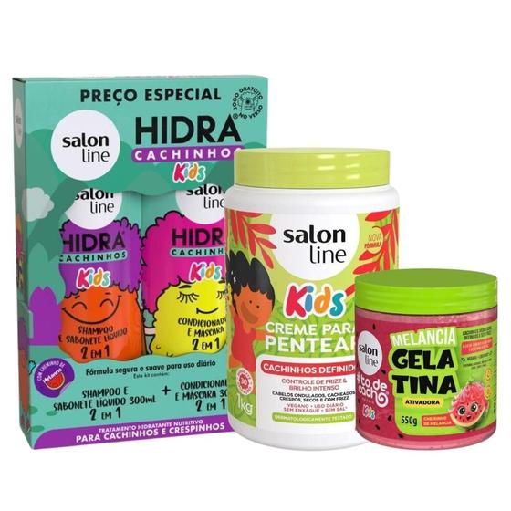 Imagem de Kit Salon Line Hidra Cachinhos + Creme e Gelatina Melancia 