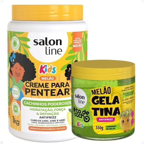 Imagem de Kit Salon Line Kids 1 Creme Para Pentear E 1 Gelatina Melão