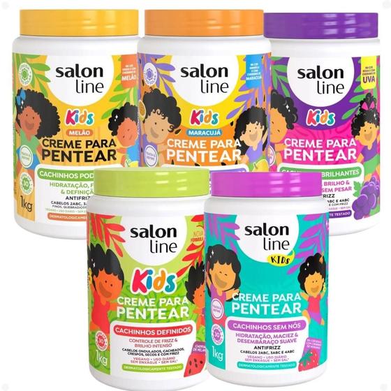 Imagem de Kit Salon Line Kids: 5 Cremes de Pentear Melão, Maracujá, Uva, Melancia e Morango