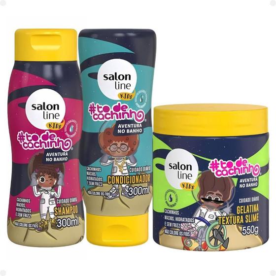 Imagem de Kit Salon Line Kids todecachinho Aventura no Banho: Shampoo, Condicionador e Gelatina Textura Slime