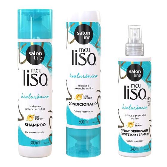 Imagem de Kit Salon Line Meu Liso Hialurônico Sham+Cond+Spray Defrizante