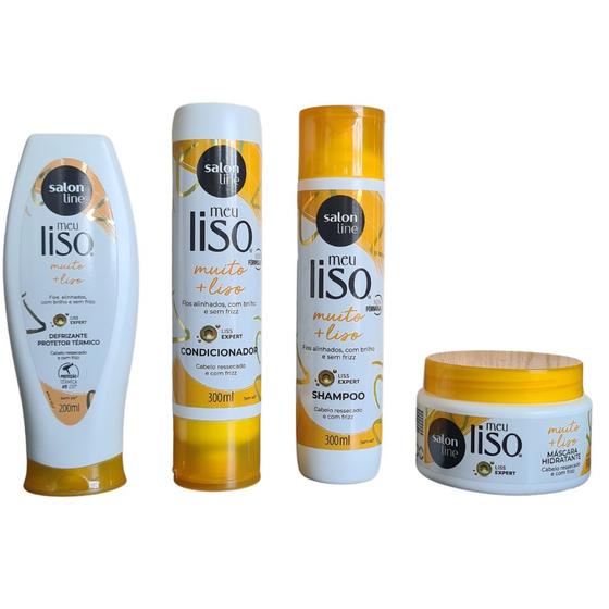 Imagem de Kit Salon Line Meu Liso Muito+Liso Sham+Cond+Másc+Defrizagem