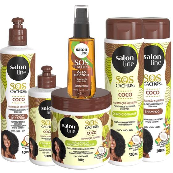 Imagem de Kit Salon Line Sos Cachos Coco Hidratação Sos Oleo De Coco