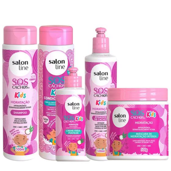 Imagem de Kit Salon Line Sos Cachos Kids Hidratação C/5