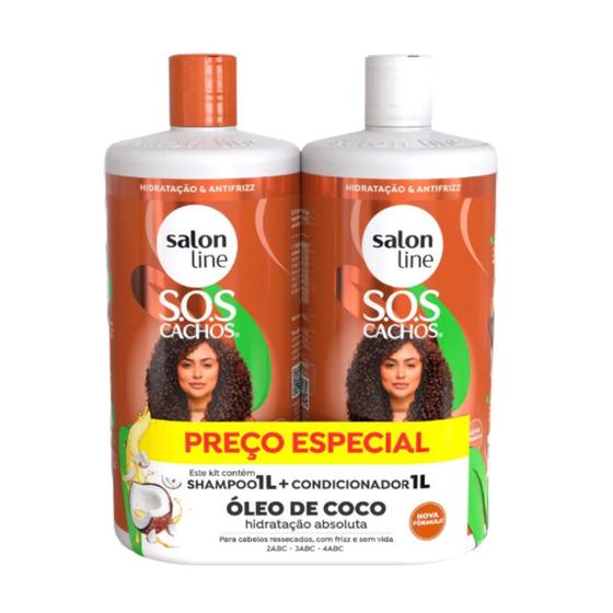 Imagem de Kit Salon Line SOS Cachos Óleo de Coco Sh + Cond 1L
