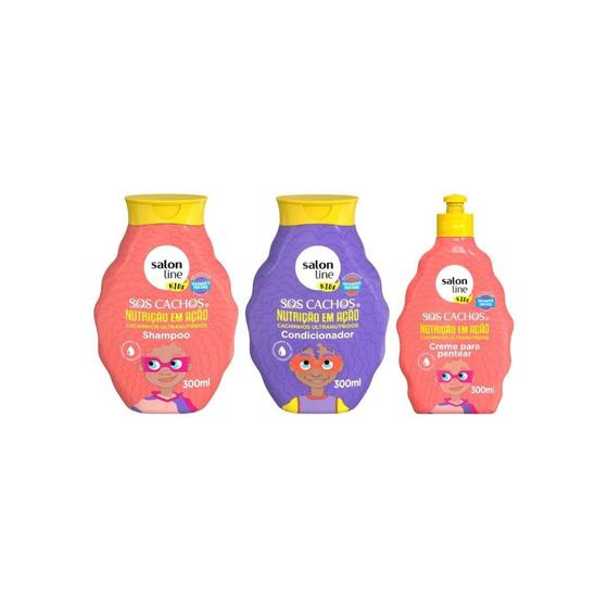 Imagem de Kit Salon Line Sos Kids Cachos Nutrição Shampoo+Cond+Creme