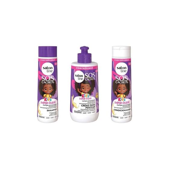 Imagem de Kit Salon Line Sos Kids Super Oleos Shampoo+Cond+Creme