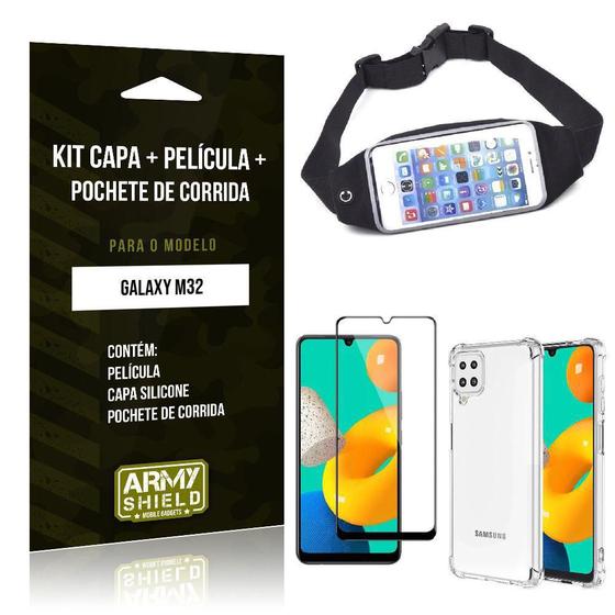 Imagem de Kit Samsung M32 Pochete+Capinha Anti Shock+Película Vidro 3D