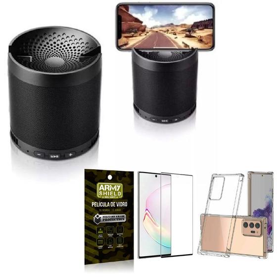 Imagem de Kit Samsung Note 20 Ultra Som Bluetooth Potente Q3 + Capinha + Película 3D - Armyshield