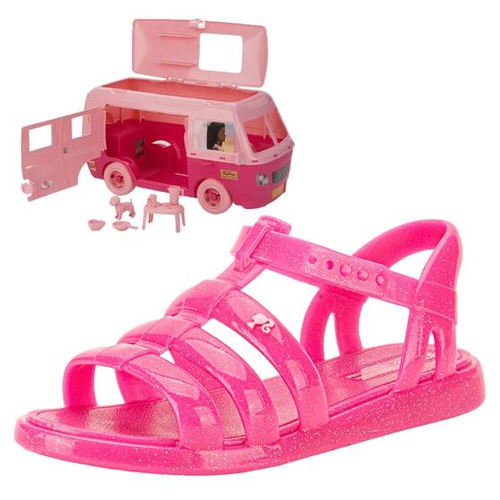 Imagem de Kit sandália infantil barbie road trip e motorhome grendene kids 23071