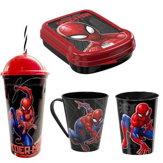 Imagem de Kit Sanduicheira Copo Shakeira Homem Aranha Spiderman Caneca Infantil