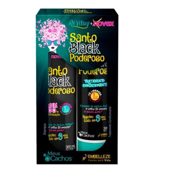 Imagem de Kit Santo Black Poderoso Shampoo E Condicionador 300ml