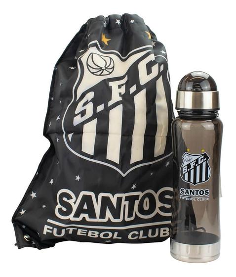 Imagem de Kit Santos Fc Garrafa Grande 750ml + Mochila Tipo Saco