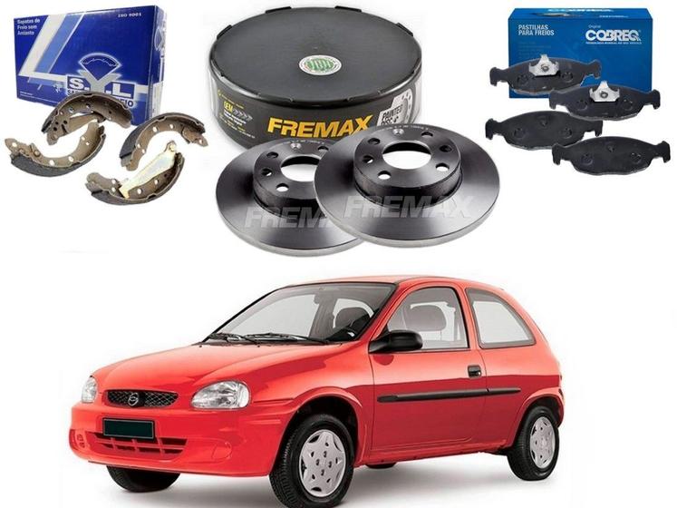 Imagem de Kit sapata disco pastilha freio cobreq syl fremax original chevrolet corsa 1.0 1.4 1995 a 2000