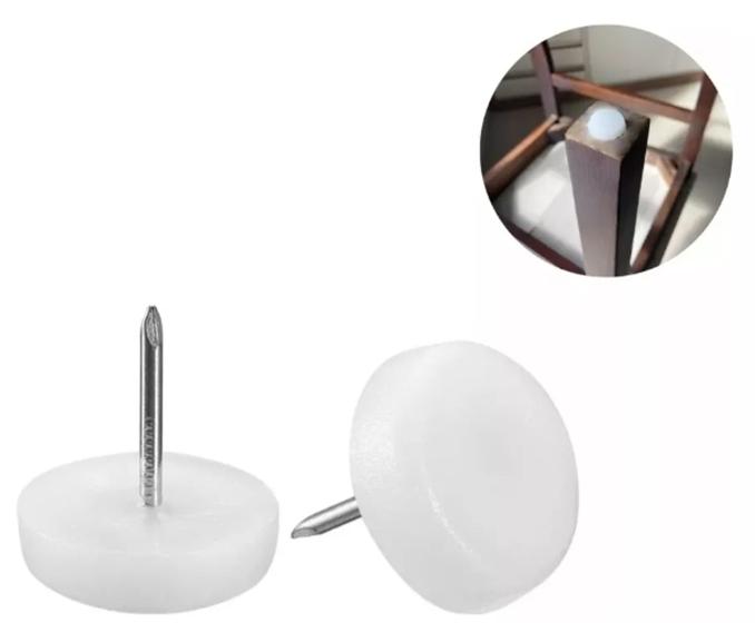 Imagem de Kit Sapatas Prego Pés De Móveis Deslizante Branco 10 Unidades Pronta Entrega
