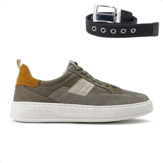 Imagem de Kit Sapatênis Democrata Denim Bold + Cinto Dupla Face Fivela Masculino