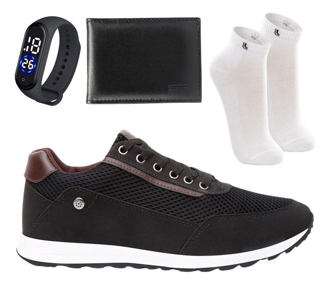 Imagem de Kit Sapatenis Meia Carteira E Band Conforto Tecnologia Masc.