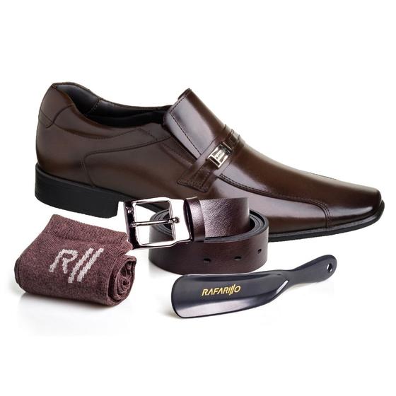 Imagem de Kit Sapato Masculino Rafarillo 34054 Couro + Cinto + Meia + Calçadeira