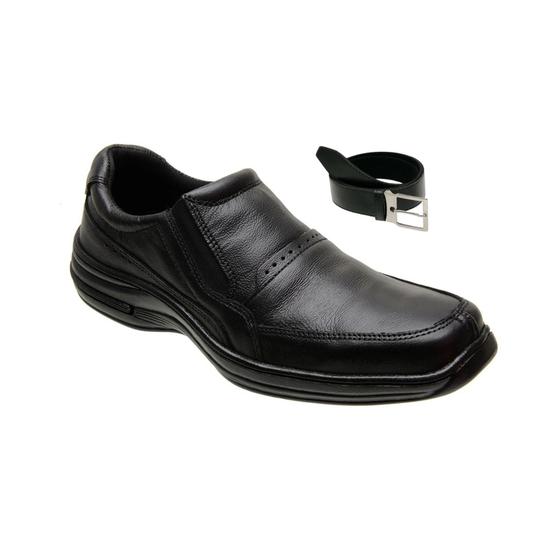 Imagem de kit sapato social masculino confortavel couro legitimo com cinto