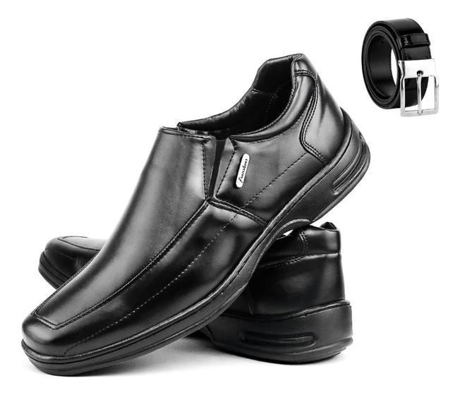 Imagem de Kit Sapato Social Masculino Ortopédico Anti Stress + Cinto