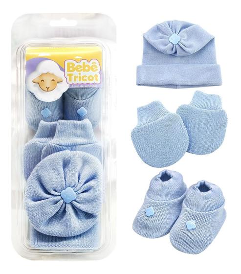 Kit Sapato Touca Luva Bebê tricô Saída Maternidade Imagem de Kit Sapato Touca Luva Bebê tricô Saída Maternidade