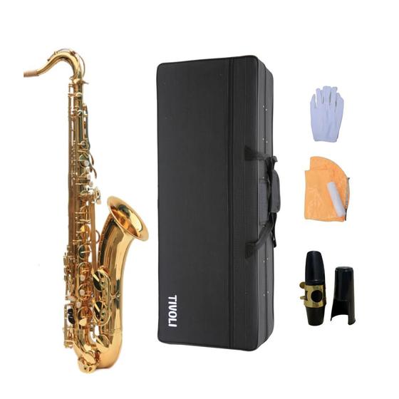 Kit Saxofone Tenor Eb Laqueado Estojo Case Luxo Acessorios Menor preço em Kit Saxofone Tenor Eb Laqueado Estojo Case Luxo Acessorios