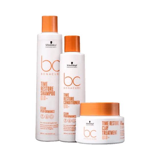 Imagem de Kit Schwarzkopf Professional BC Bonacure Clean Performance Time Restore -Shampoo 250ml + Condicionador 200ml + Máscara 200ml