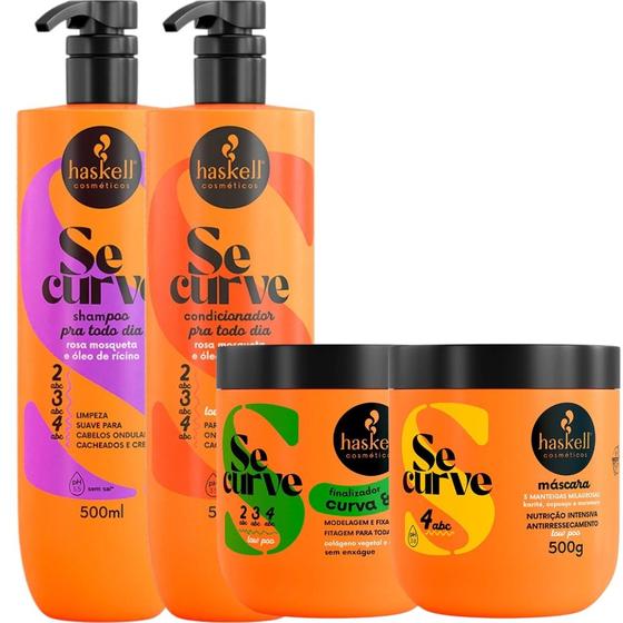 Imagem de Kit Se Curve Shampoo + Cond + Finalizador Curva e Cola + Máscara 3 Manteigas 500ml Haskell