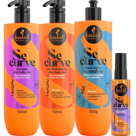 Imagem de Kit Se Curve Shampoo + Cond + Modelador De Cachos 500ml + Sérum Óleo Haskell