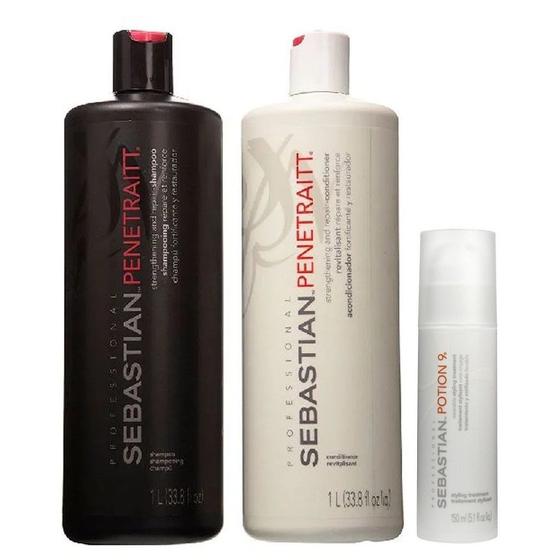 Imagem de Kit Sebastian Penetraitt Shampoo 1 Litro e Condicionador 1 Litro + Potion 9 150ml