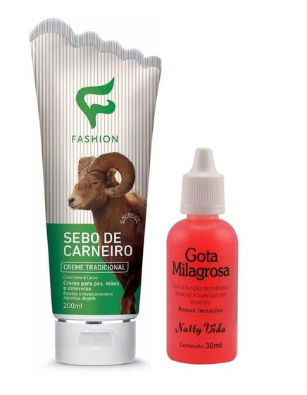 Kit Sebo de Carneiro + Gota Milagrosa - Para Pés e Mãos Hidratação Potente Menor preço em Kit Sebo de Carneiro + Gota Milagrosa - Para Pés e Mãos Hidratação Potente