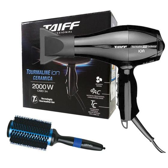 Imagem de Kit - secador cabelo taiff tourmaline ion 2000w 127v + escova proart dpl alt 47361-bl azul - 'p'