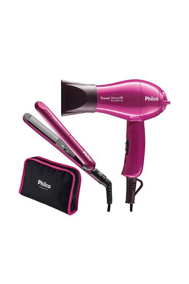 Kit Secador de Cabelo e Chapinha Philco Travel Shine Rosa - Bivolt ...