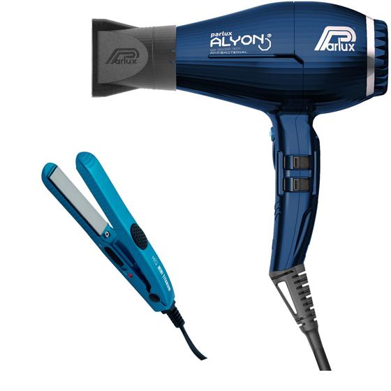 Imagem de Kit - secador parlux alyon night blue 2250w 220v + prancha mq mini titanium blue 400f / 204c biv