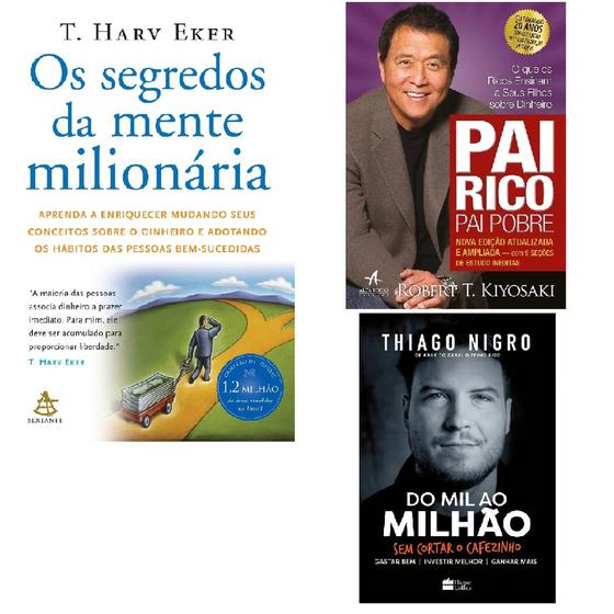 Imagem de Kit Segredos Da Mente Do Mil Milhao Pai Rico Pai Pobre - Leitura