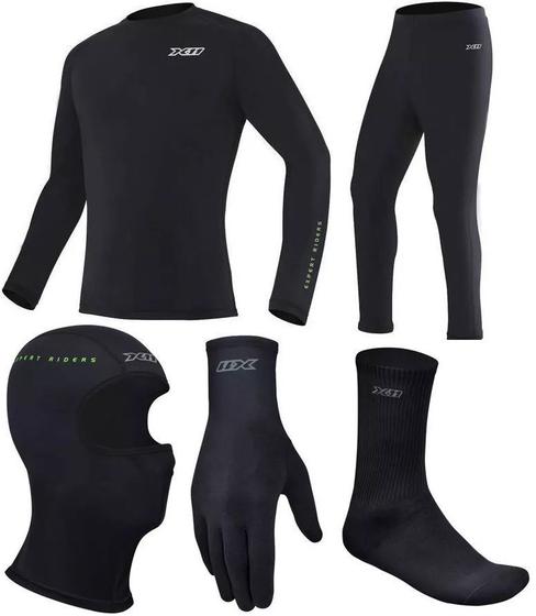 Kit Segunda Pele Camiseta + Calça + Luva Thermic + Meia Thermic + Balaclava Touca Ninja Menor preço em Kit Segunda Pele Camiseta + Calça + Luva Thermic + Meia Thermic + Balaclava Touca Ninja