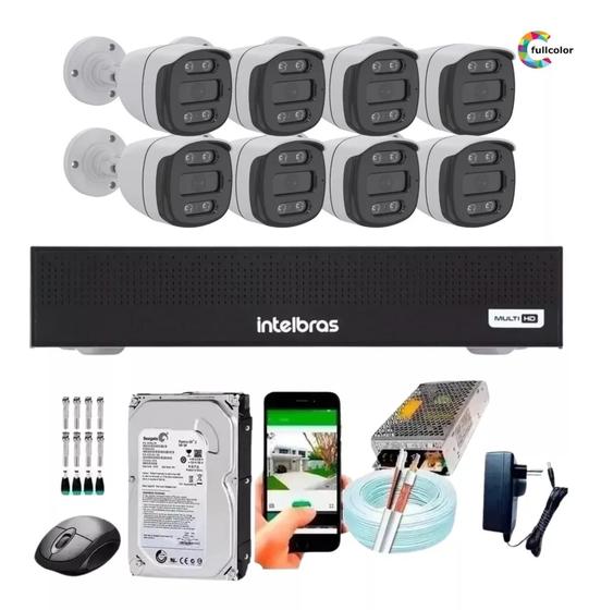 Imagem de Kit Segurança Cftv 8 Câmeras Full color 1080p Dvr Intelbras